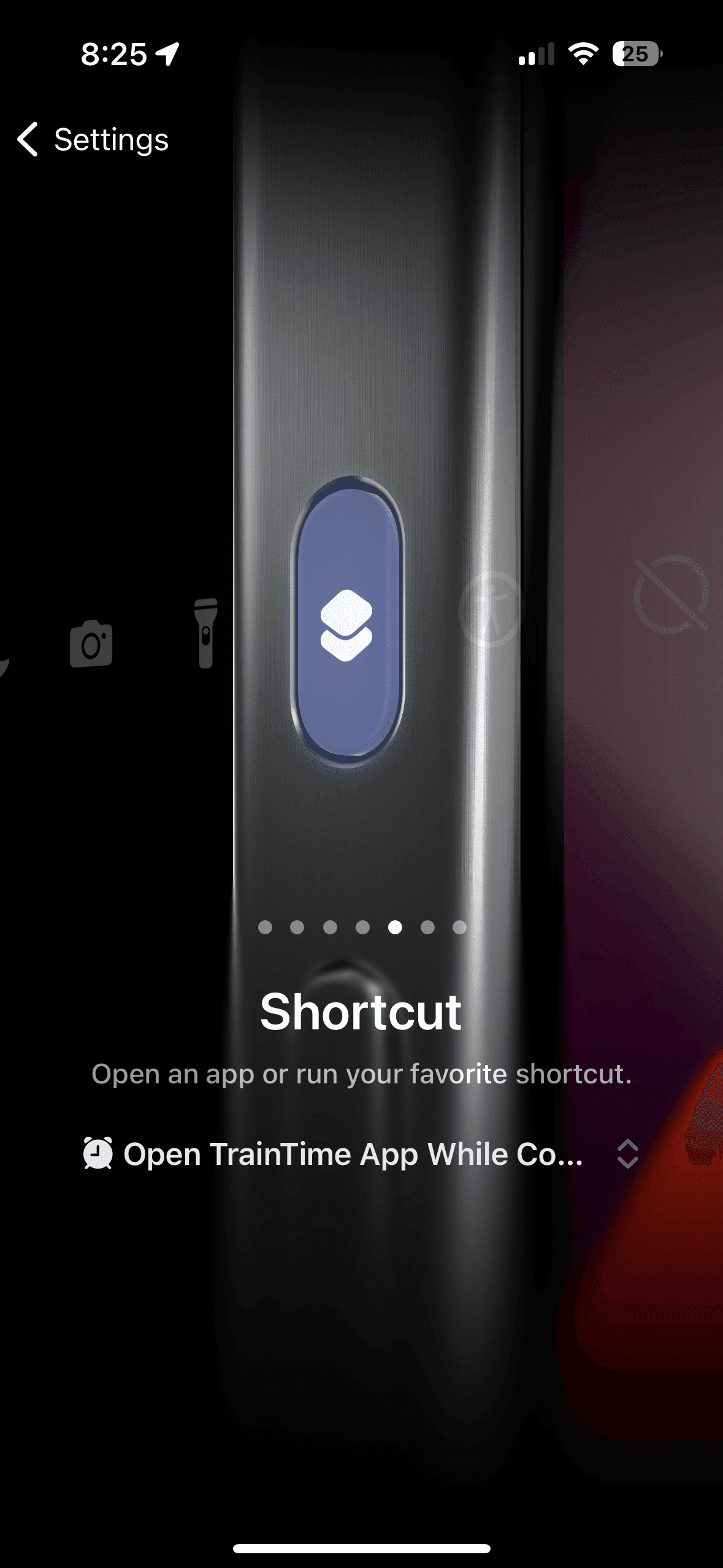 Screenshot of the Action Button settings screen in iOS