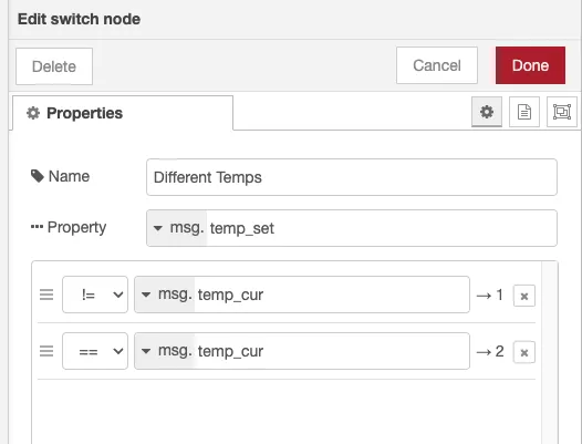 Different temp switch node details